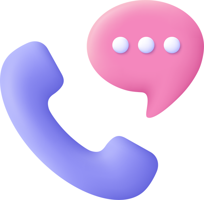Phone Handset With Speech Bubble 3D Icon