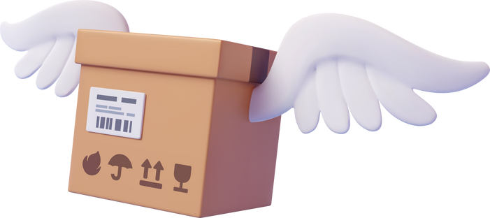 Brown parcel cardboard box flying